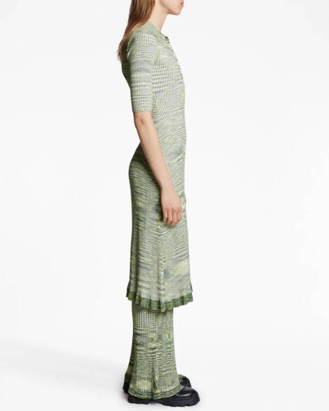 Proenza Schouler White Label Space Dye ribbed-knit polo dress Blauw