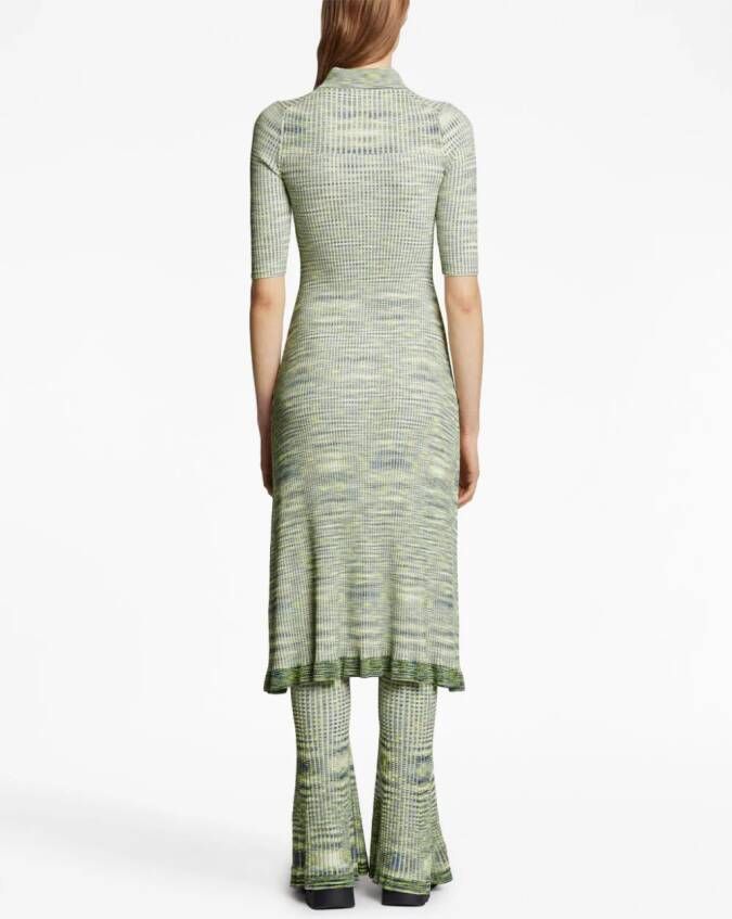 Proenza Schouler White Label Space Dye ribbed-knit polo dress Blauw