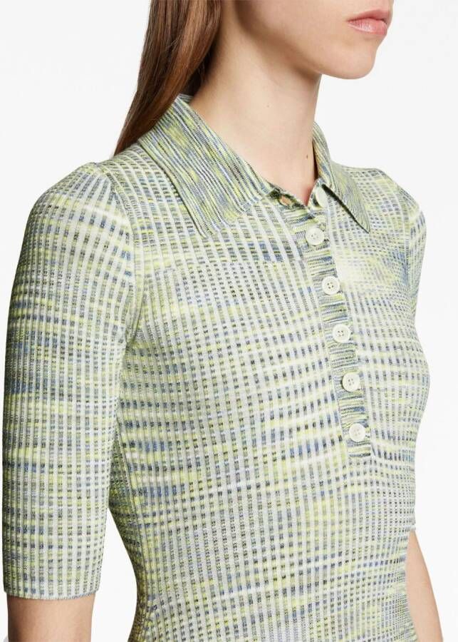 Proenza Schouler White Label Space Dye ribbed-knit polo dress Blauw