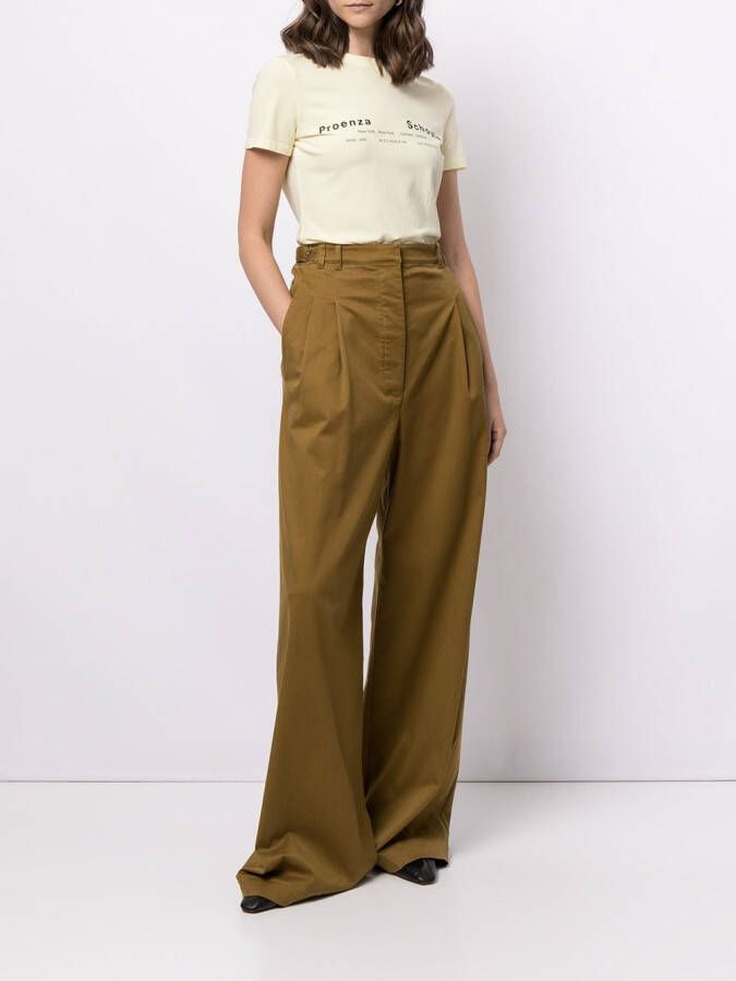 Proenza Schouler White Label T-shirt met logoprint Geel
