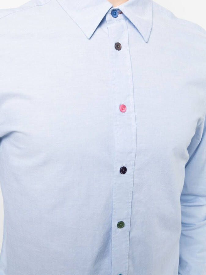 PS Paul Smith Overhemd met contrasterende knoop Blauw