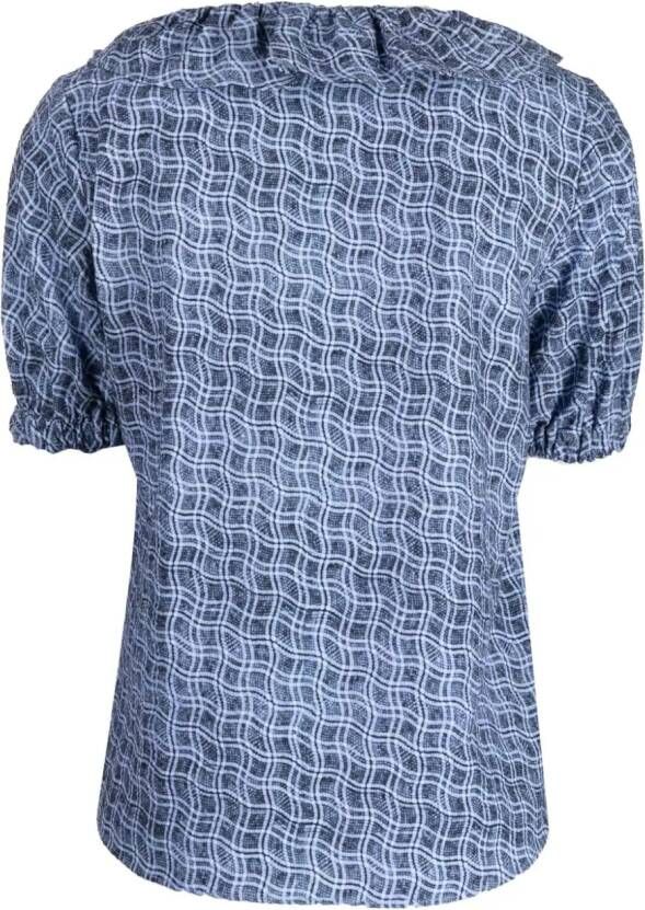 PS Paul Smith Geruite blouse Blauw