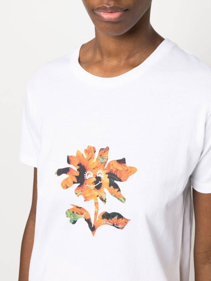 PS Paul Smith T-shirt met bloemenprint Wit