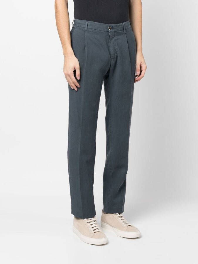 PT Torino Broek met geplooid detail Blauw