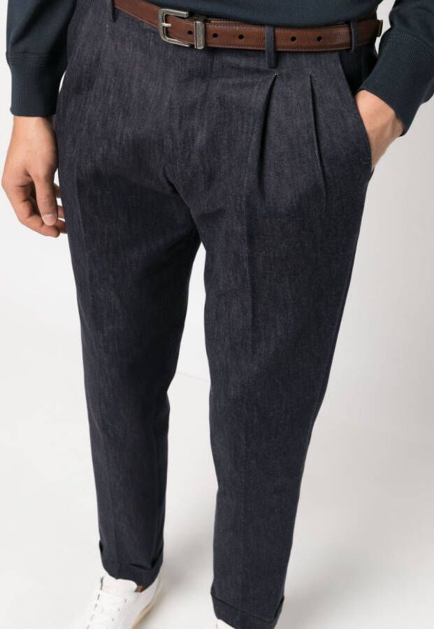 PT Torino Pantalon met geplooid detail Blauw