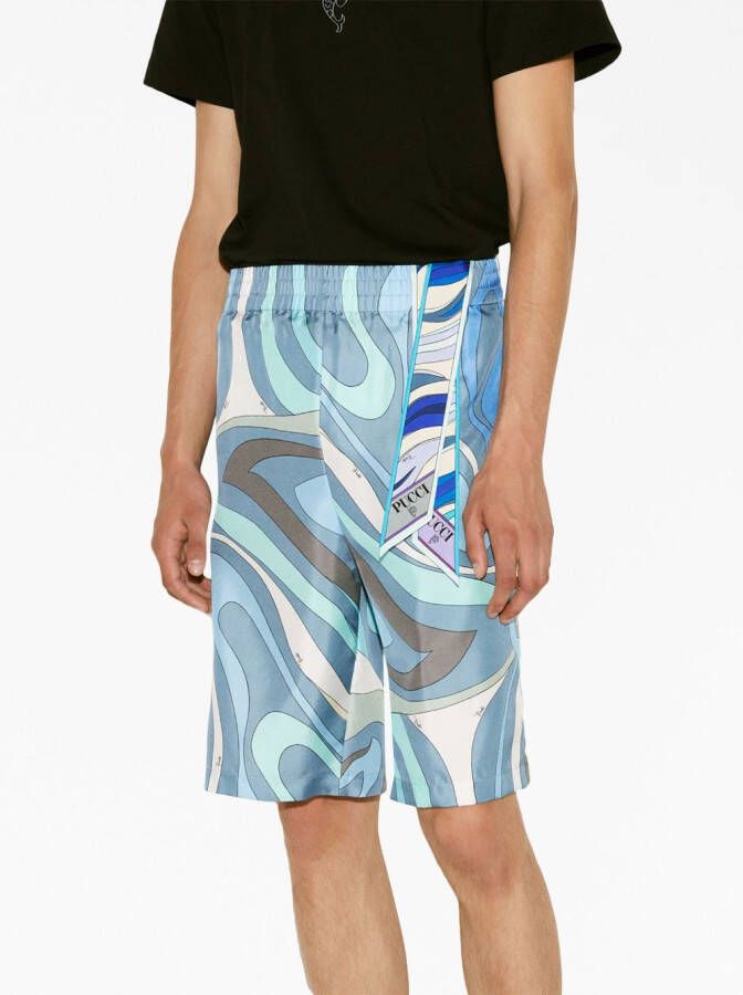 PUCCI Bermuda shorts met abstracte print Blauw