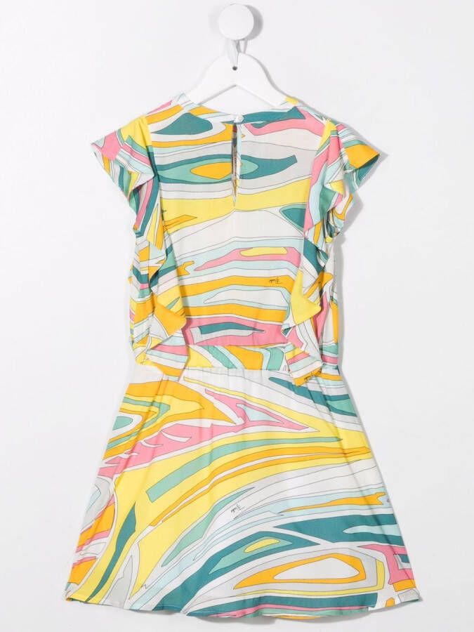 PUCCI Junior Midi-jurk met abstracte print Blauw