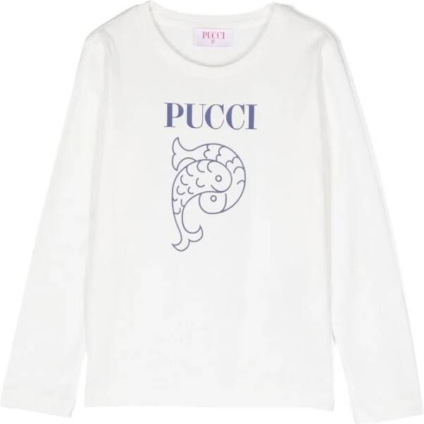 PUCCI Junior Sweater met logoprint Wit