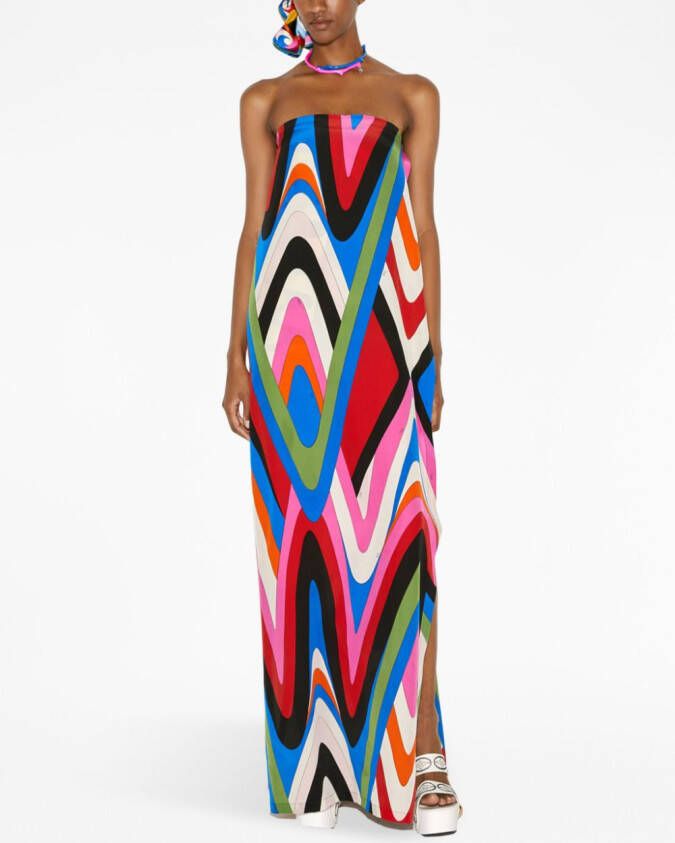 PUCCI Maxi-jurk met geometrische print Blauw