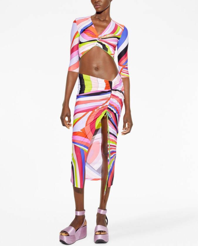 PUCCI Midi-rok met bloemenprint Rood