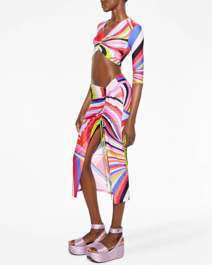 PUCCI Midi-rok met bloemenprint Rood