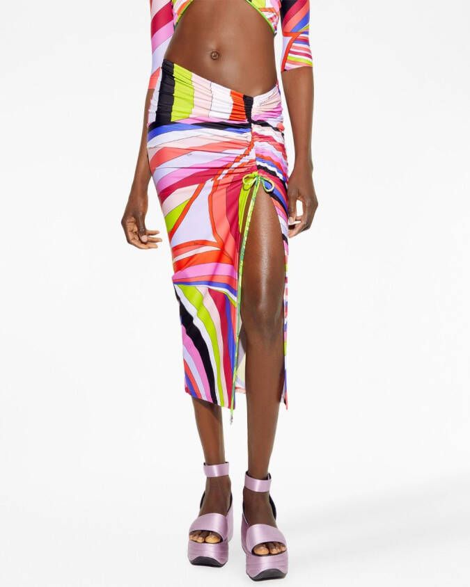 PUCCI Midi-rok met bloemenprint Rood