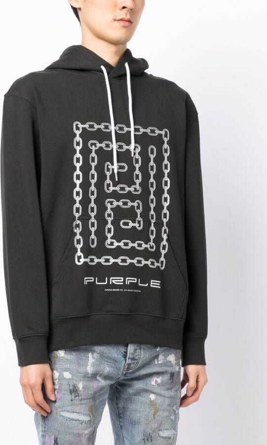Purple Brand Hoodie met print Zwart
