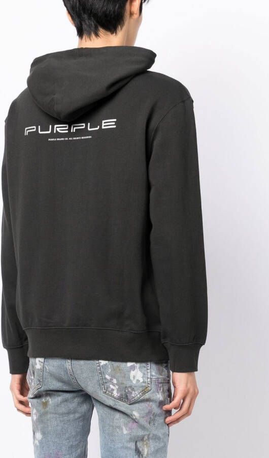 Purple Brand Hoodie met print Zwart