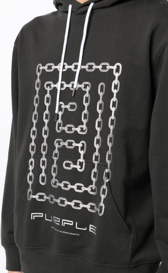Purple Brand Hoodie met print Zwart