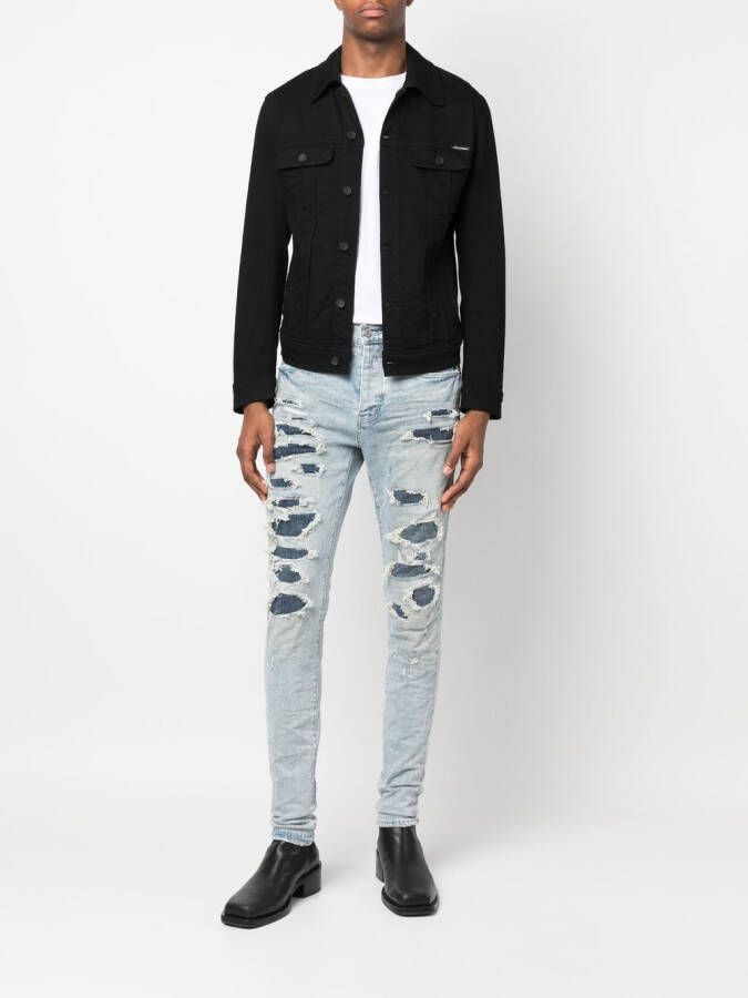 Purple Brand Gescheurde jeans Blauw