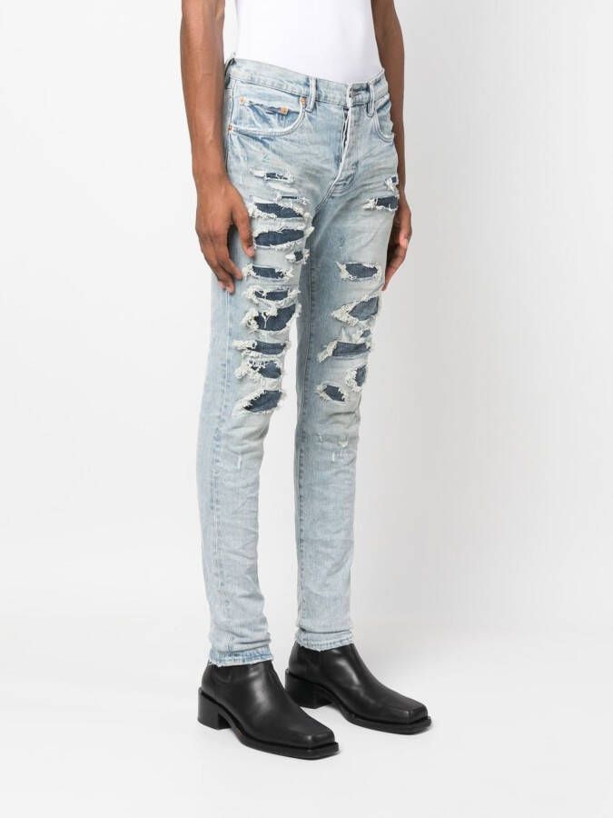 Purple Brand Gescheurde jeans Blauw