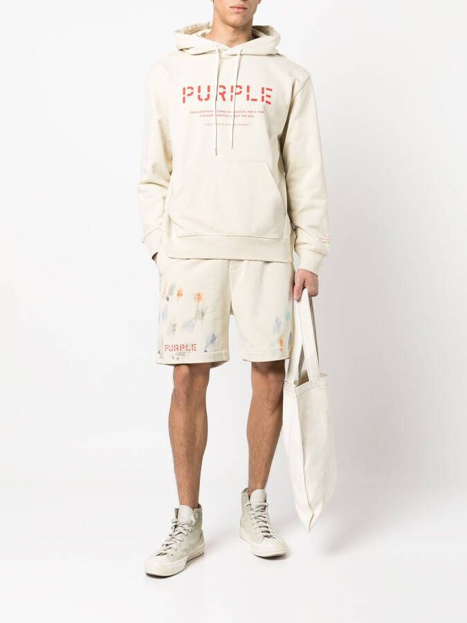 Purple Brand Hoodie met logoprint Beige