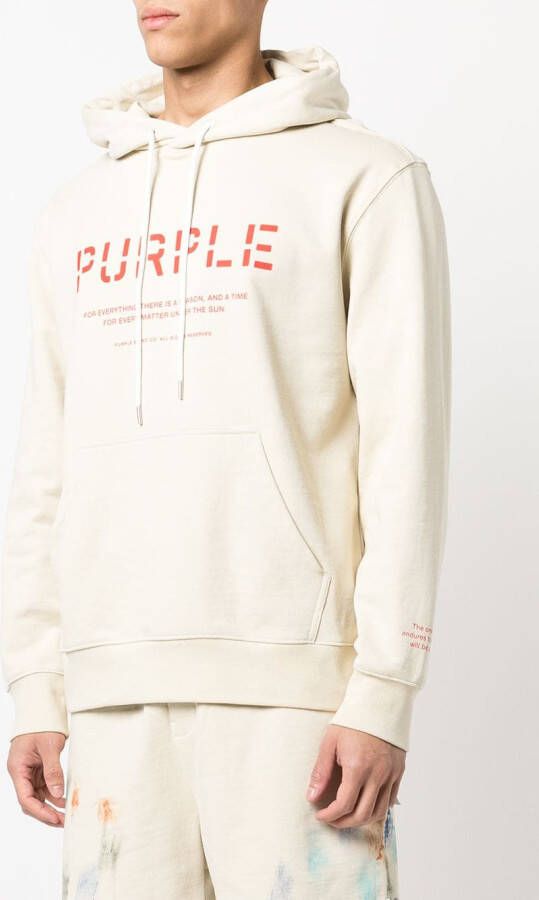 Purple Brand Hoodie met logoprint Beige