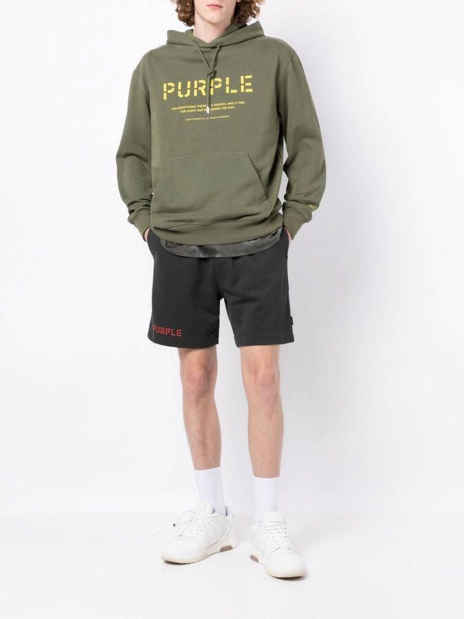 Purple Brand Hoodie met logoprint Groen
