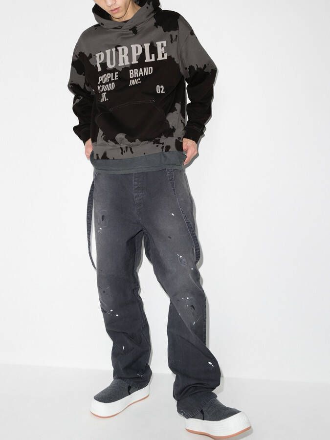 Purple Brand Hoodie met logoprint Zwart