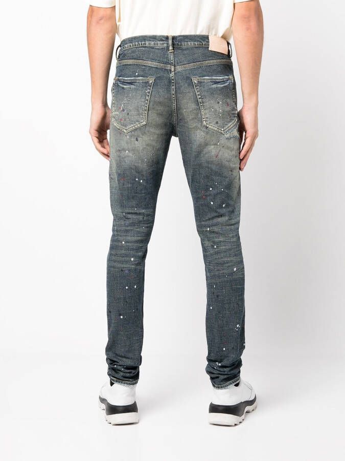Purple Brand Jeans met verfprint Blauw