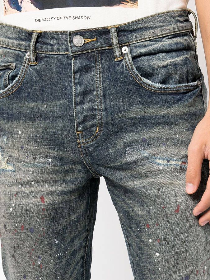 Purple Brand Jeans met verfprint Blauw