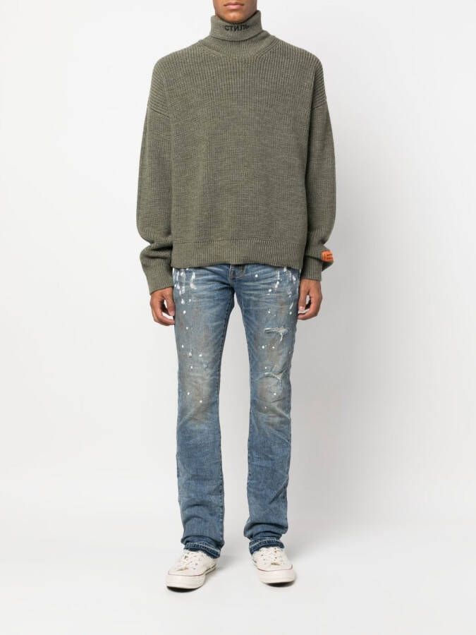 Purple Brand Jeans met verfspatten Blauw
