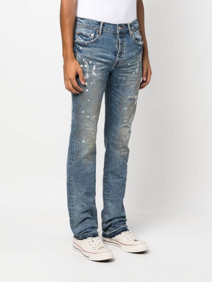 Purple Brand Jeans met verfspatten Blauw