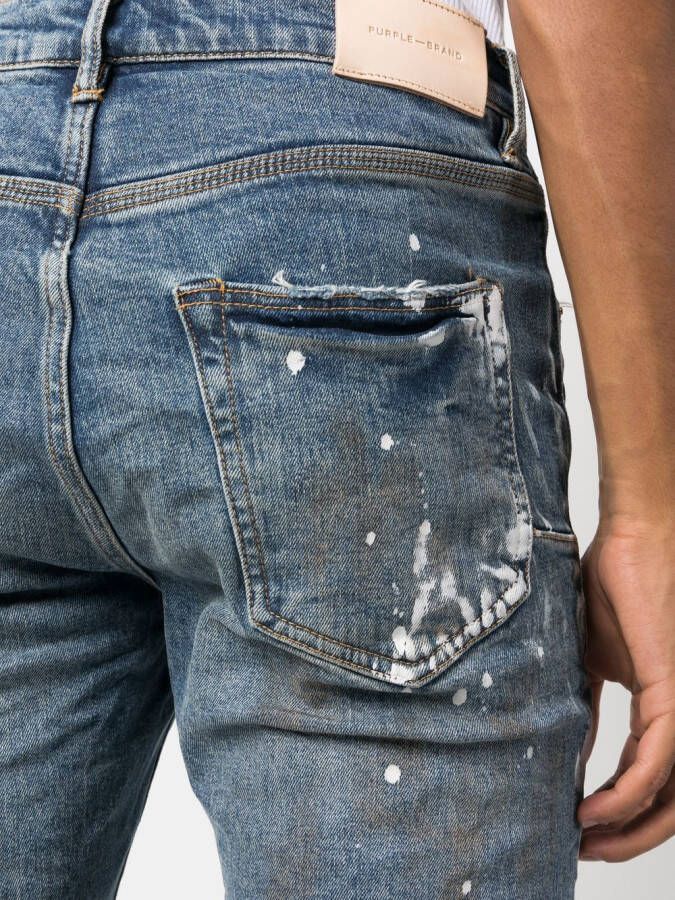Purple Brand Jeans met verfspatten Blauw