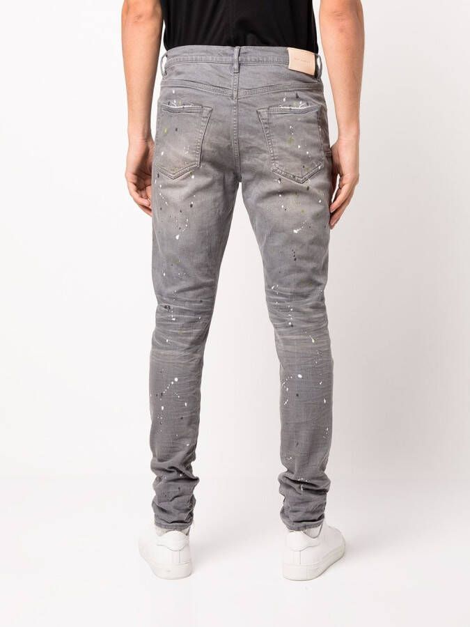 Purple Brand Jeans met verfspetters Grijs