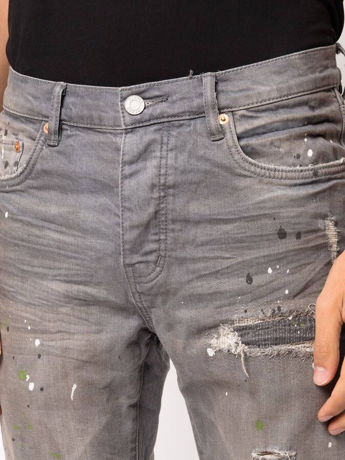 Purple Brand Jeans met verfspetters Grijs