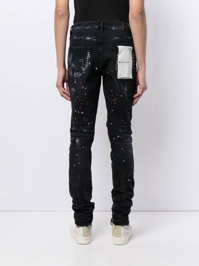Purple Brand Jeans met verfspetters Zwart