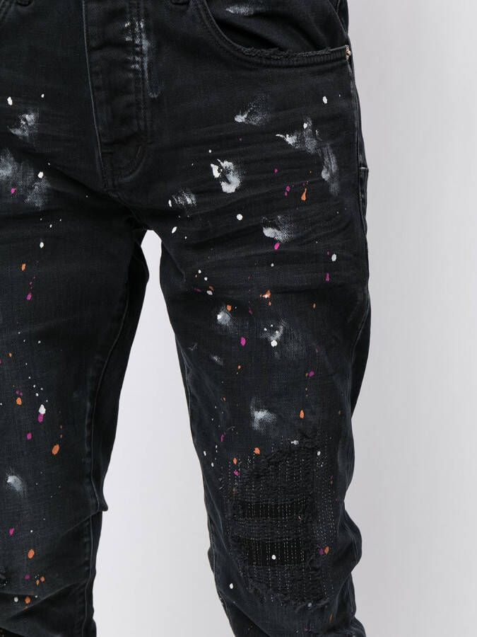 Purple Brand Jeans met verfspetters Zwart