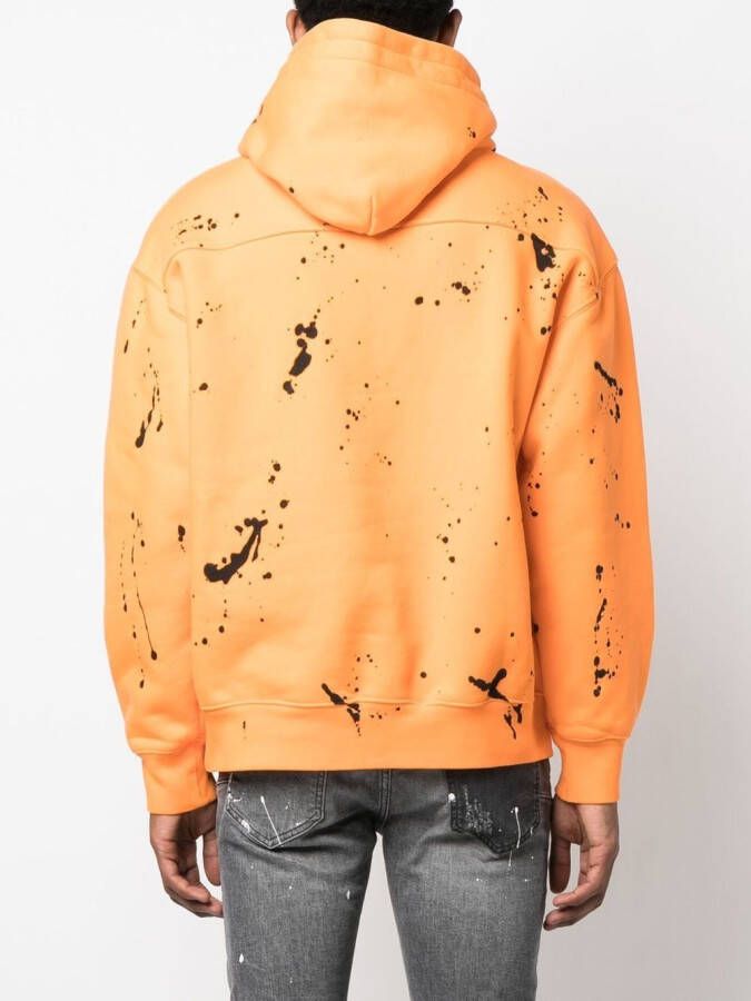 Purple Brand Hoodie met verfspetters Oranje