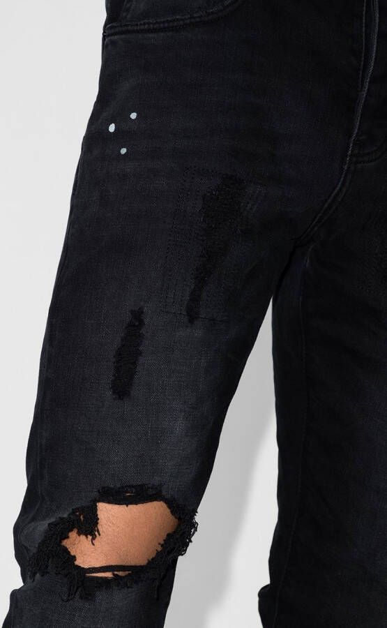 Purple Brand Jeans met gerafeld detail Zwart