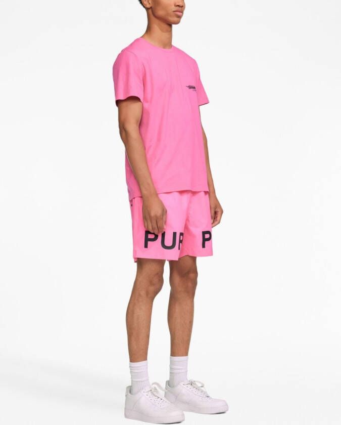 Purple Brand Shorts met elastische tailleband Roze