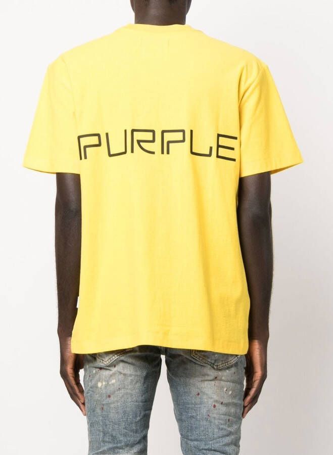 Purple Brand T-shirt met logoprint Geel