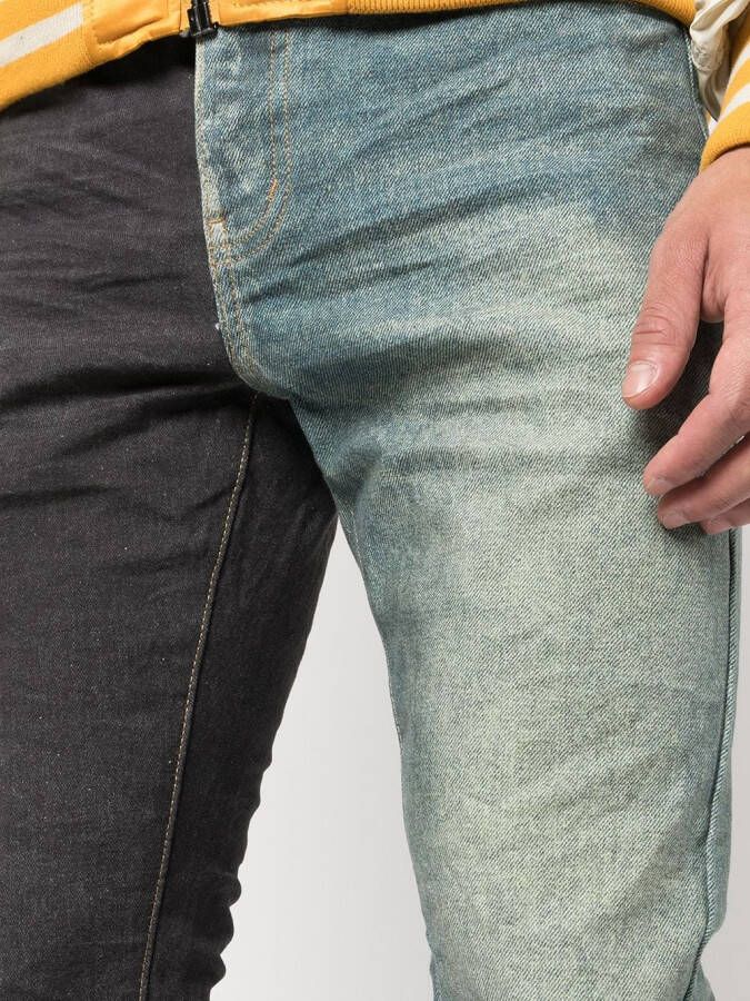 Purple Brand Tweekleurige jeans Blauw