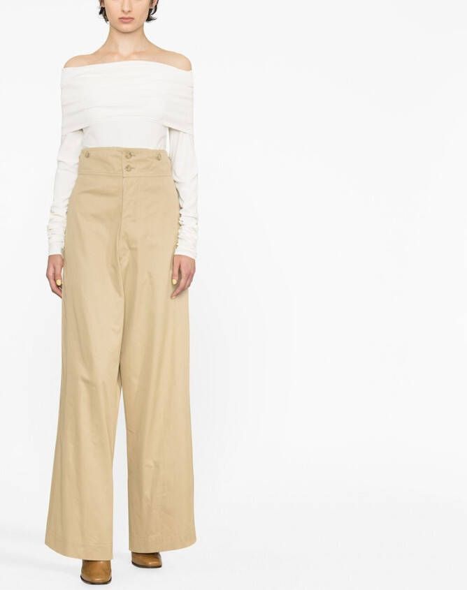 QUIRA Broek met wijde pijpen Beige