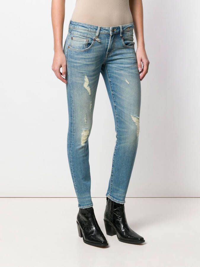 R13 Gerafelde skinny jeans Blauw