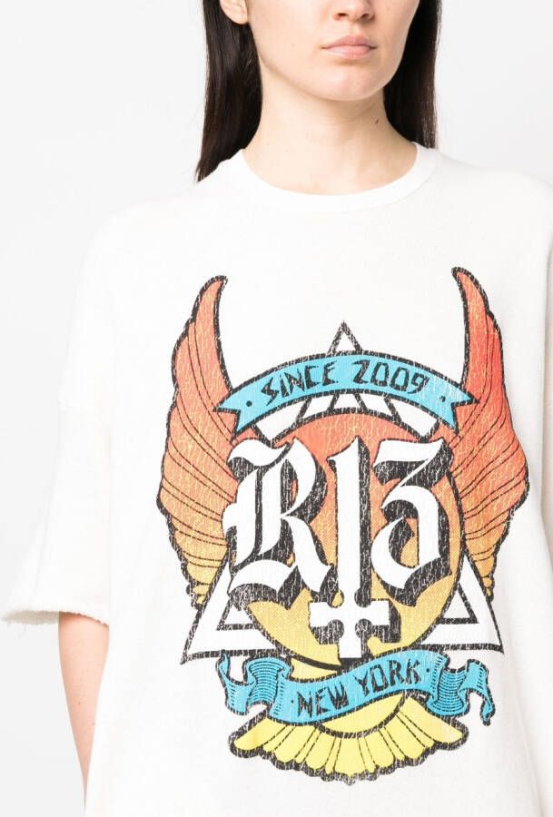 R13 T-shirtjurk met logoprint Beige