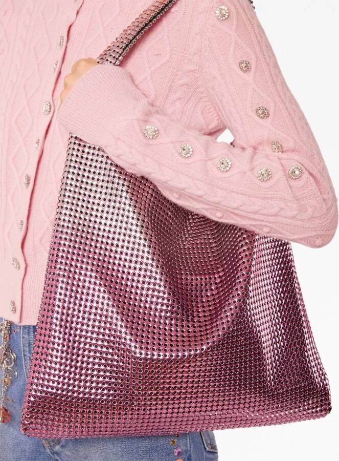 Rabanne Pixel metallic shopper Roze