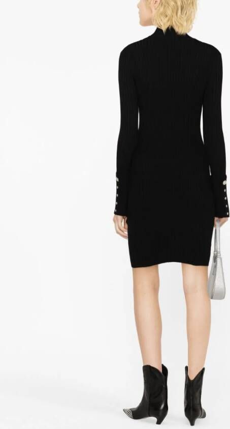 Rabanne Ribgebreide mini-jurk Zwart