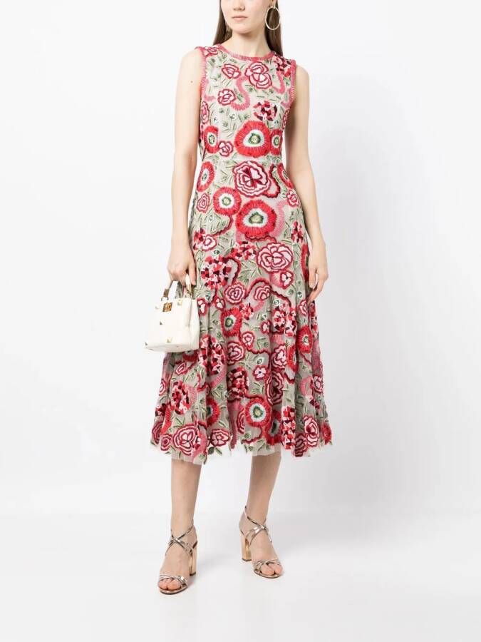 Rachel Gilbert Jurk met geborduurde bloemen Rood
