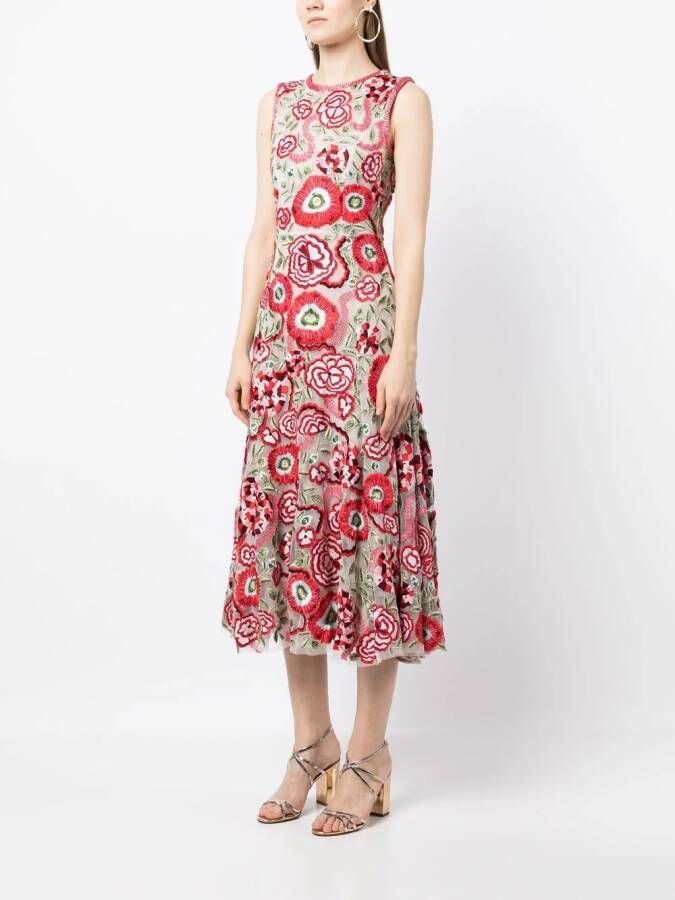 Rachel Gilbert Jurk met geborduurde bloemen Rood