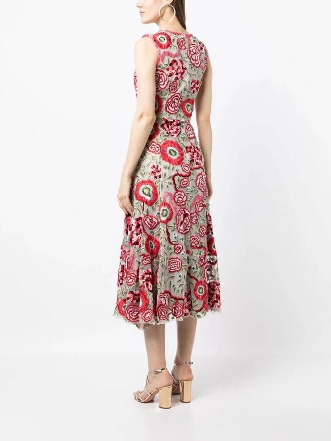 Rachel Gilbert Jurk met geborduurde bloemen Rood