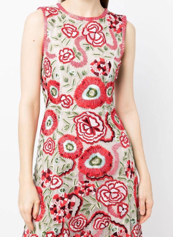 Rachel Gilbert Jurk met geborduurde bloemen Rood