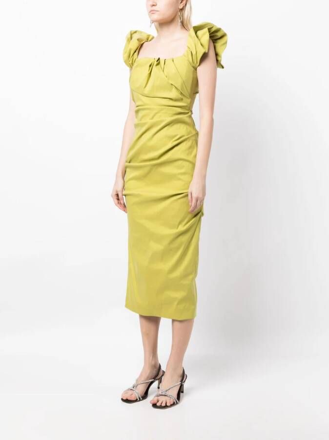 Rachel Gilbert Midi-jurk met ruches Groen