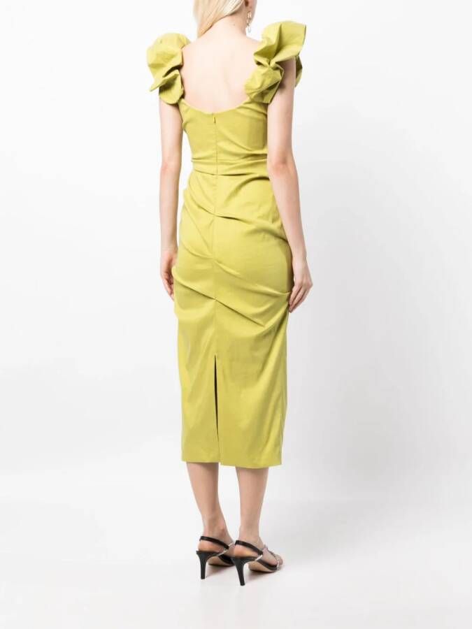 Rachel Gilbert Midi-jurk met ruches Groen